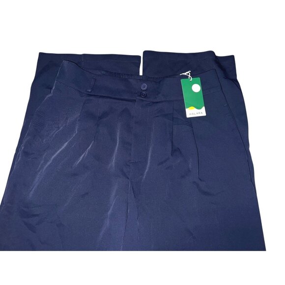 Halara High Waisted Shirred Straight Leg Work Pants Sz XL Womens Navy Blue Pocke - Picture 7 of 13